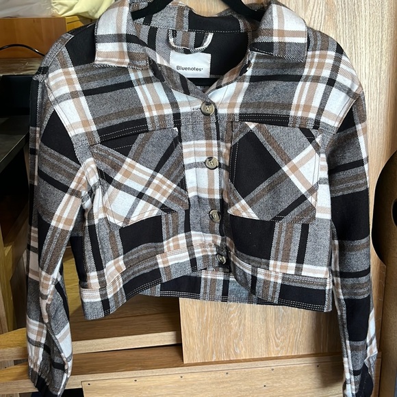 never worn blue notes cropped plaid jacket - Picture 1 of 5